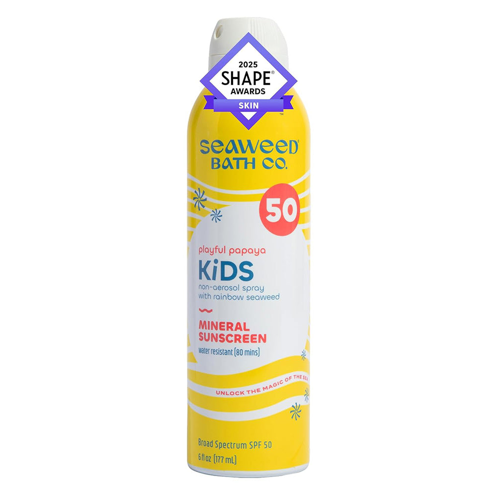 Seaweed Bath Co Kids Papaya Non Aerosal Spray with Rainbow Seaweed SPF 50 Mineral Sunscreen 6Oz (177ml)